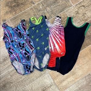 GK Snowflake Designs Gymnastics Leotards 4 Leo Bundle Girls Size Child Large CL